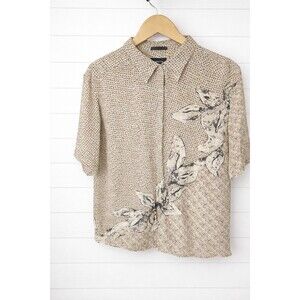 VINTAGE Liz Claiborne Men's Large Rayon Shirt Short Sleeve Button Up Casual